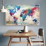 繪畫世界地圖帆布圖片海報印刷牆壁藝術過道大廳沙發客廳家居裝飾壁畫