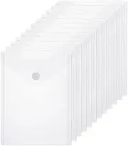 24Pcs Large Clear Plastic Envelopes Poly Envelope, Plastic Envelope Folders File Holder Clear Document Folders with Snap Closure