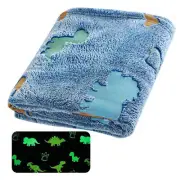 Glow in The Dark Throw Dinosaur Blanket Luminous Dino Blue Dinosaur S/L