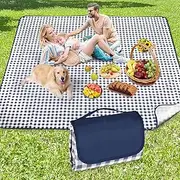 Extra Large Outdoor Picnic Blanket, 79"x79" Waterproof Picnic Mat, Sandproof Beach Mat Portable Picnic Rug Lightweight for Park Beach Camping Courtyard (Dark Blue)