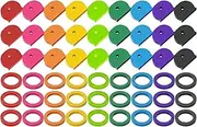 GoorDik 54PCS Key Caps Covers Tags, Plastic Key Color Identifiers for Standard Flat House Keys(Not Suitable for Odd-Shaped Keys), Key Coding Rings in 9 Assorted Colors, 2 Styles