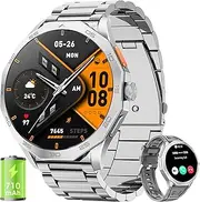 Military Smart Watch for Men Answer/Make Calls 710mAh Big Battery, 1.85" HD Ultra Screen with Heart Rate/Sleep Monitor /100+Sport Modes Smart Watches for Android iOS silver