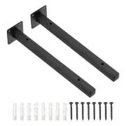 Floating Shelf Bracket,2Pack 12" Iron Hidden Wall Mounted Shelf Supports(Black)