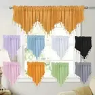Embroidered Sheer Curtain with Beads Tassels Short Curtain Home Decor