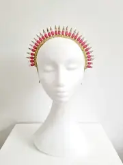 Miss Natasha. Womens Hot Pink rhinestone crown headband fascinator