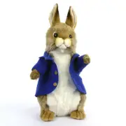 Bunny Rabbit with Blue Coat - Hansa Realistic Stuffed Plush Animal Soft Toy 35cm