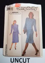 SIMPLICITY Vintage 80s Pattern 8850 Misses Size 12 Drop Waist Back Zip Dress
