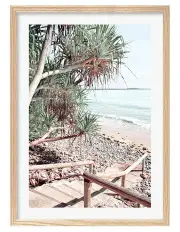 [Profile Australia] Australian Made Noosaville Beach Stairs Art Print A1 Frame in Natural Oak