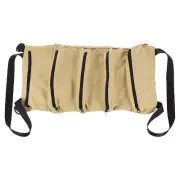 Roll Up Tool Bag 18.5" x 11" Canvas Bags with 5 Tool Pouches for Mechanic, Khaki