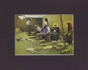 8X10" Matted Print Western Art Picture: Vaughn Shoemaker, Lull In the Market