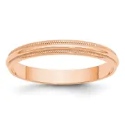Solid 18K Yellow Gold Rose Gold 3mm Light Weight Milgrain Half Round Men's/Women's Wedding Band Ring Size 12