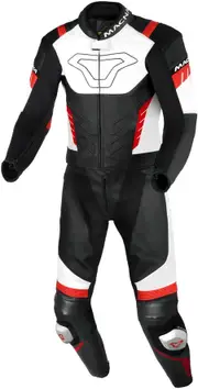 Macna Varshall, leather suit 2pcs. perforated , color: Black/White/Red , size: 58