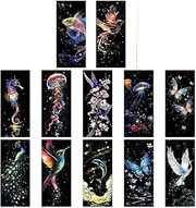 Scratch Bookmark Kit - Art Scratch Note Set of 12 | Bookmarks Art Paper Kit for Kid Students Christmas Party Favor