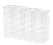 Durable Stackable Totes 5Qt. Plastic Storage Bins Containers w Lids, Clear, 20Pk
