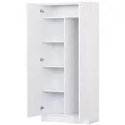2 Door Broom Cupboard w Adjustable Shelves in White