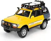 WAKAKAC Toy Car Compatible for 1:24 Land Cruiser LC80 Model Car, Pull Back Diecast Collectible Car with Sounds＆Lights for Kids Boys Girls and Adults, Gift Yellow