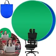 Briwooody Collapsible Blue Green Screen Backdrop (56") Double Sided Webcam Portable Background for Green Screen Chair with Storage Bag 2 in 1 Pop up Backdrop for Live Streaming Video Meeting