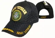 NEW! US ARMY EMBLEM VETERAN SIDE LINE MESH CAP HAT BLACK