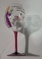 Linda Grayson "Girlfriends Are Cheaper Than Therapists" 6 oz Art Wine Glass