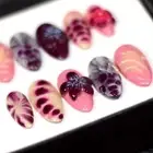 Cymbidium Orchid Press On Nails, 3D Florals Y2K Pink Glitter