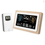 TOYUTW)FJ3399C 智能氣象站帶時鐘室內外溫濕度計多功能VA大彩屏氣象時鐘溫濕度計機智
