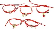 [SOESFOUFU] 5pcs String Year of The Tiger Red String Bracelet Red Cord Bracelet Red Thread Bracelet Handmade Lucky Bracelet Couples Matching Bracelets Red Bracelet To Weave Lovers Alloy Bead