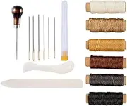 Bone Folder,Book Binding Kit,16 Sets of Binding Tools,Hand Made Books and Paper DIY Kits,Including Wax Thread,Bone Folder Creaser,Awl,Etc,Used for Hand Made DIY Binding Crafts and Sewing Supplies