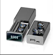 A22 Bluetooth Earphone Outdoor Sports Wireless Headset V5.3 With Charging Bin Display Touch Control Headphone Earbuds Waterproof-Black