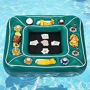 WERNNSAI Floating Games Table for Adults Card Table Tray for Pool or Beach Party Inflatable Food Drink Holder with Waterproof Playing Cards for Summer Party Indoor Outdoor