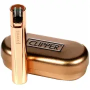 Rose Gold colour Clipper LIGHTER in metal gift box Refillable gas genuine copper