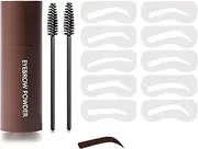 Eyebrow Stencil Kit - Eyebrow Stamp Stencil Shaping Kit - 3 in 1 Eyebrow Stencils with 10 Reusable Templates, 2 Brushes - Suitable for Sculpted Brows and Shading in Dark Brown Shade