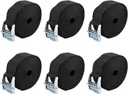 X AUTOHAUX 6pcs 1" x 12' Cargo Tie Down Straps Heavy Load Lashing Straps Travel Luggage Strap Adjustable with Cam Lock Buckle for Car Truck Black