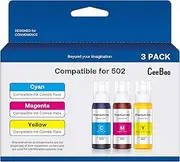 CEEBOO 502 Refill Ink Bottle Replacement for Epson 502 Ink Refill Bottles (Not Sublimation Ink), 1 Cyan 80 mL, 1 Magenta 80 mL,1 Yellow 80 mL, 3 Bottles, 235-502-3C