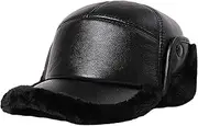 [VKEID] Men's Leather Hat Middle-Aged and Elderly Hat Men's Autumn and Winter Warm Dad Leather Cap Ear Protection Warm Hat Leather Hat