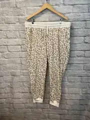 Old Navy Women's White Tan Leopard Print Jogger Sweat Pants Sz XL NEW