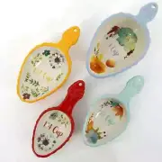 The Pioneer Woman 4-Pc Floral Measuring Scoop Set Scallop Nesting Cups Stonewear