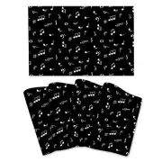 Music Notes Placemats Set of 4 Musicial Lover Dining Table Mats Washable Blac...