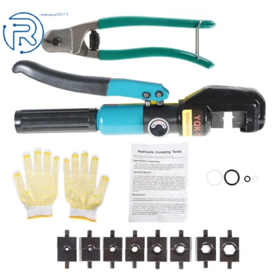 9 Dies 6MT Hydraulic Wire Crimper Crimping Tool Battery Cable Lug Terminal