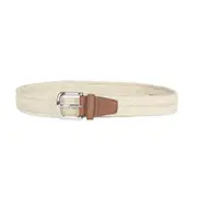 Ben Sherman Men's Pin Buckle Woven Casual Fashion Waist Belt Cream