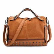 Retro pouch shoulder bags women 2021 new fashion rivet high capacity handbags women bags scrub casual female crossbody bag