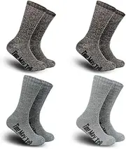 [Time May Tell] Mens Merino Wool Hiking Cushion Socks Thermal Warm Crew Winter Boot Socks Pack (2/4 Pair,6-13 Size)