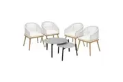 Livsip 6 Piece Outdoor Patio Setting Bistro Set Lounge Furniture Grey Table Sets