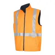 Hi Vis Reversible Orange & Navy Vest + Reflective Tape - Large