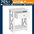 Bedside Table 1 Drawer with Shelf EMMA White Nightstand Storage Furniture BS-1D