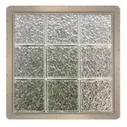 CrystaLok Glass Block Window 24.25" Framed Ice Pattern w/ Clay Vinyl Nailing Fin
