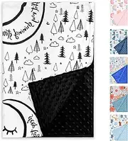 Winmany Baby Plush Blanket for Boys Girls Soft Minky Blankets Cover Dotted Backing Double Layer Toddler Warm Animal Blanket for Cot Bed Shower Gifts (Black Tree)