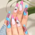 Retro Halloween Fake Nails Long Ballet Shaped Long Fake Nails Nail Art Tips