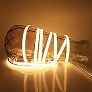 XUNATA Flexible Silicone COB Neon Light with Switch, 288 LEDs/m, Cut to 50cm, IP65 Waterproof LED Strip with EU Plug AU Power Adapter (20m, Warm White)