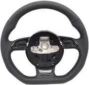 Black Semi Perforated Multifunction Steering Wheel Compatible For Audi A4 B8 A5 A6 A7 Q3 Q5 Q7