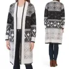 M MAGASCHONI Thick Soft 100%Cashmere Fair Isle Long Sweater Coat Duster XL $445